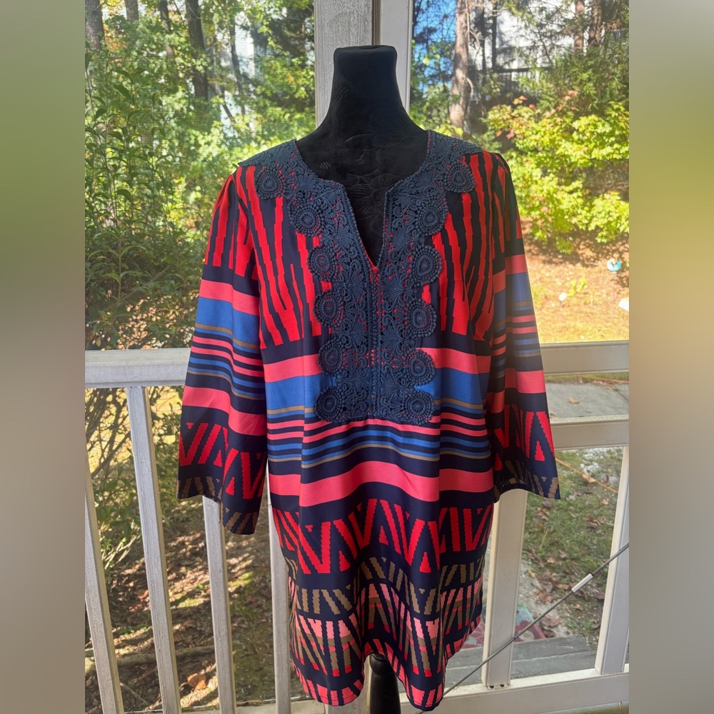 Jade Red and Blue Patterned Tunic